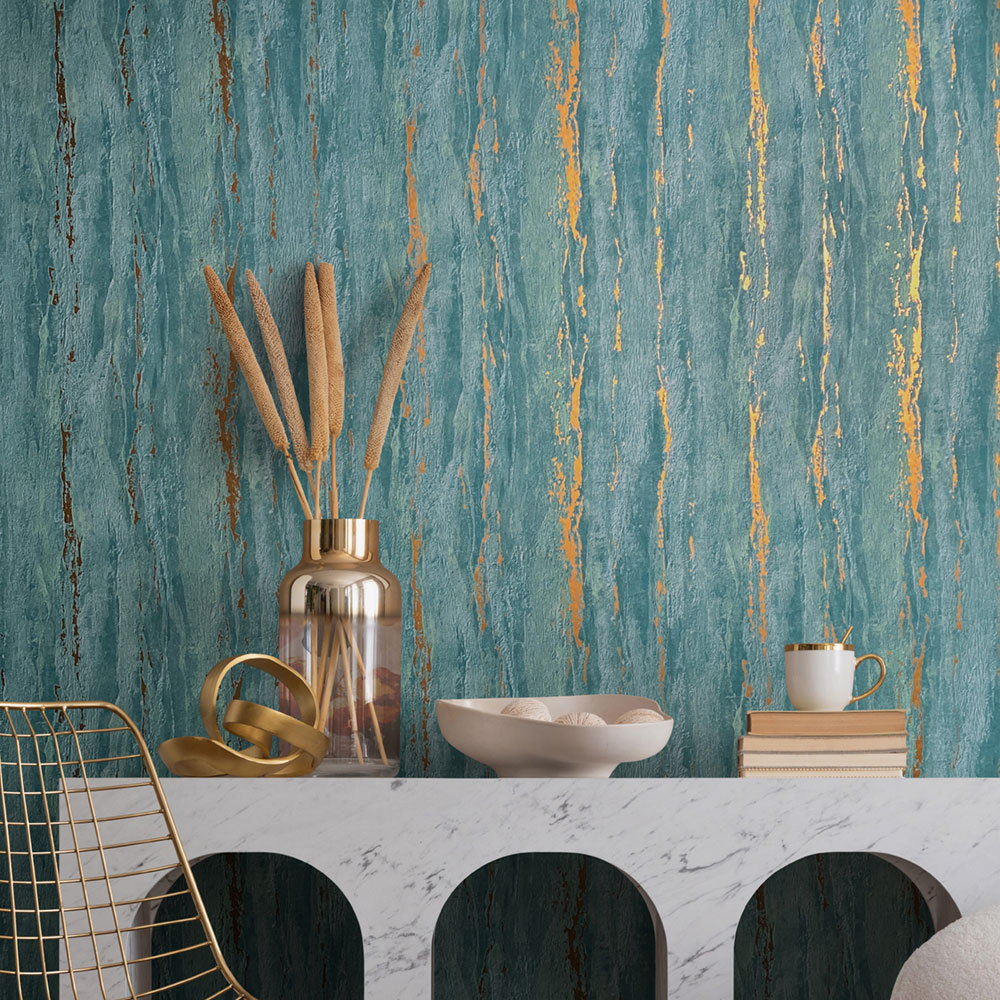 Vliesová tapeta na zeď, tyrkysová, štuková omítka, 35167, City Romance, Marburg