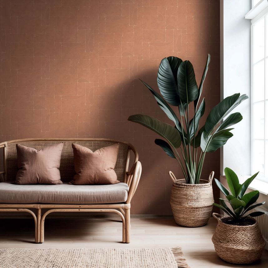 Vliesová tapeta na zeď, hnědo-červená, grafický vzor, 34605, Terra, Marburg