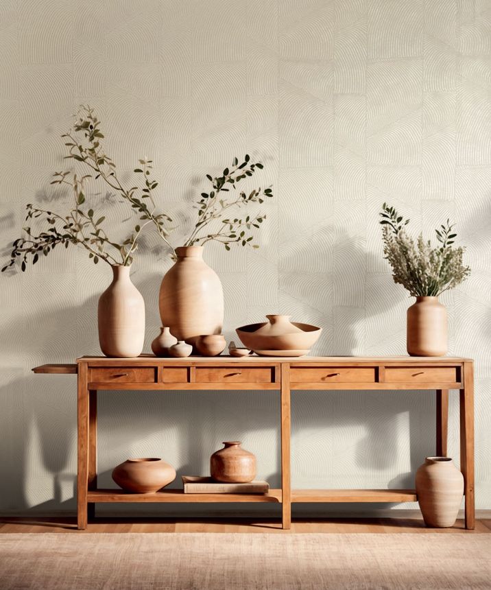 Vliesová tapeta na zeď, krémová, grafický 3D vzor, 34641, Terra, Marburg