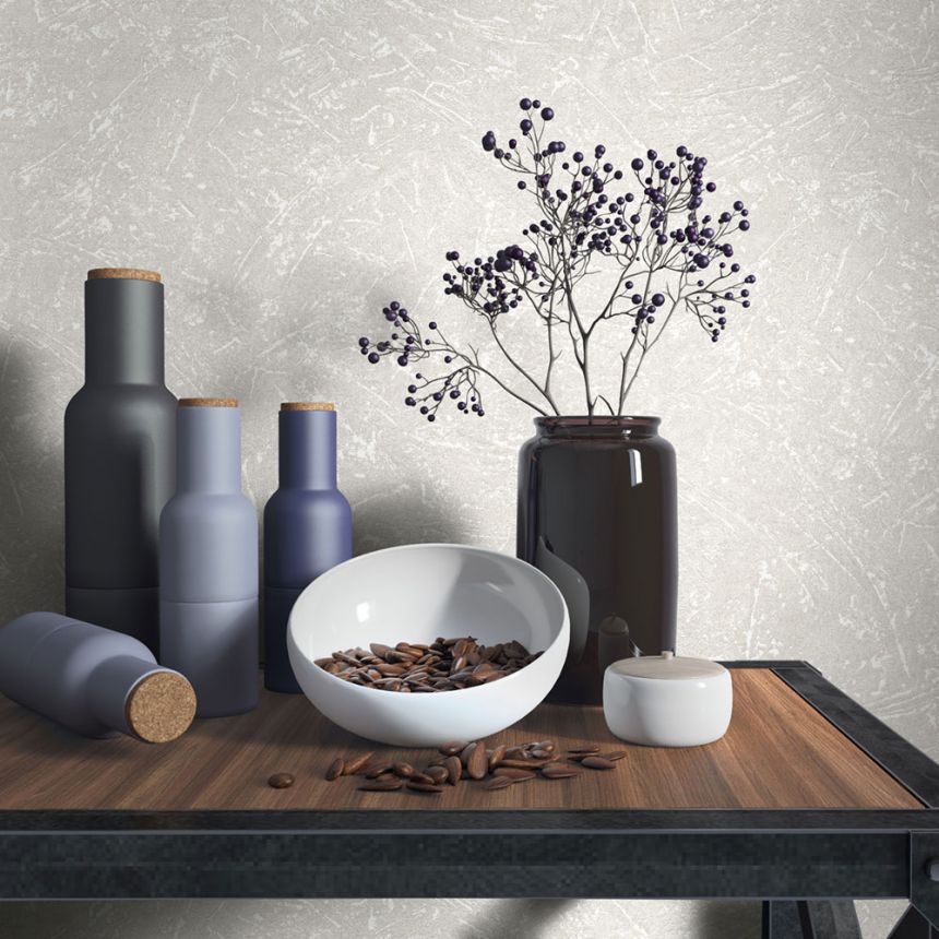 Vliesová tapeta na zeď, šedo-bílá, textura, stěrka, 34152, Loft Superior, Marburg