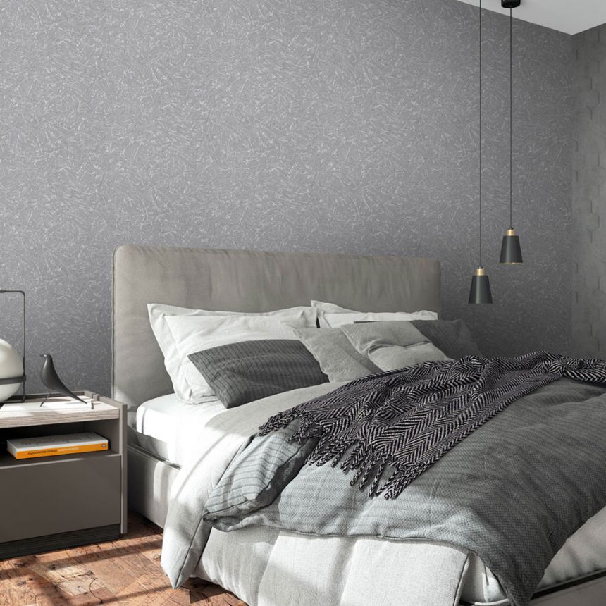 Vliesová tapeta na zeď, šedá, textura, stěrka, 34155, Loft Superior, Marburg