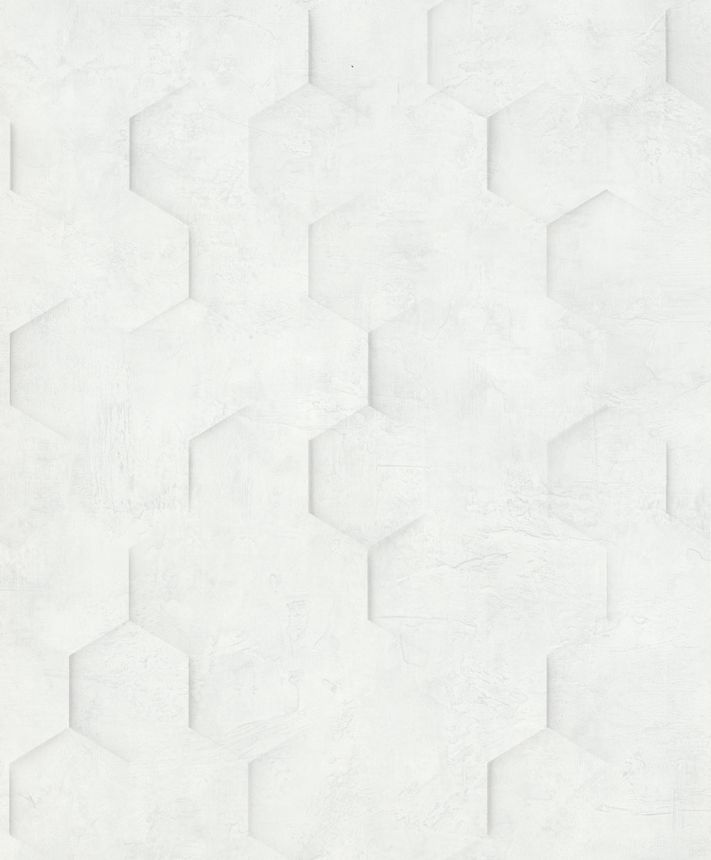 Geometrická vliesová tapeta na zeď, bílo-šedá, hexagony, 34157, Loft Superior, Marburg