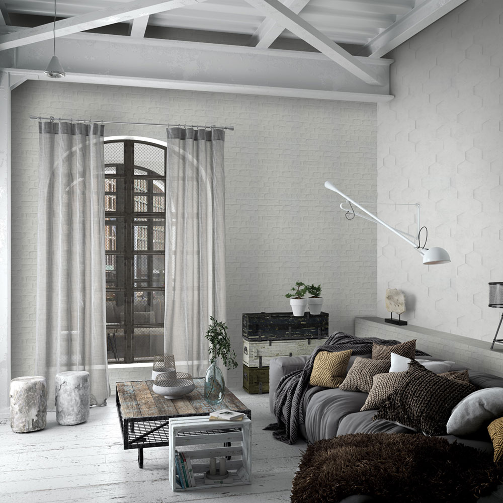 Geometrická vliesová tapeta na zeď, bílo-šedá, hexagony, 34157, Loft Superior, Marburg