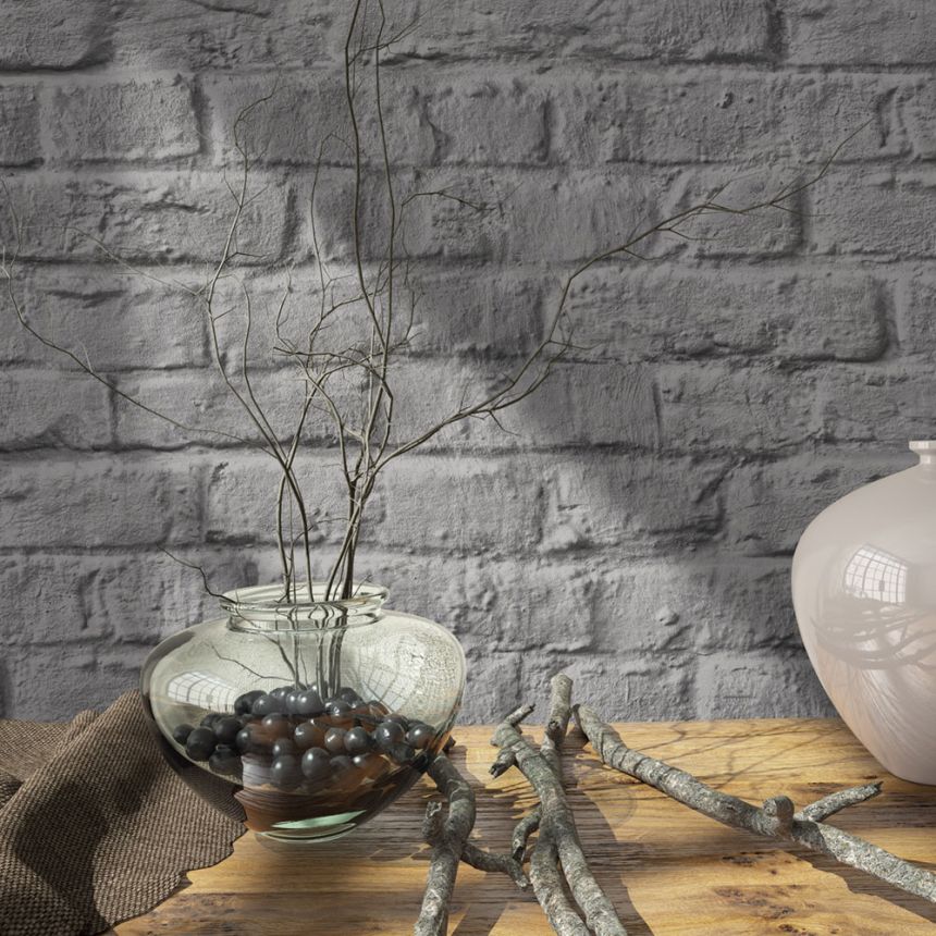 Vliesová tapeta na zeď, šedo-hnědá, cihly, cihlová zeď, 34168, Loft Superior, Marburg