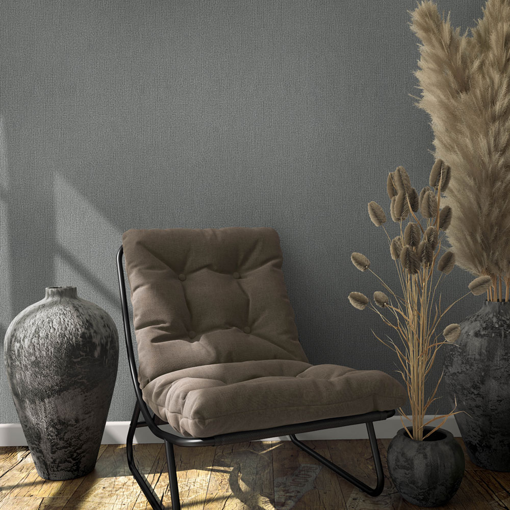 Vliesová tapeta na zeď, šedo-černá, látková textura, 34174, Kumano, Loft Superior, Marburg