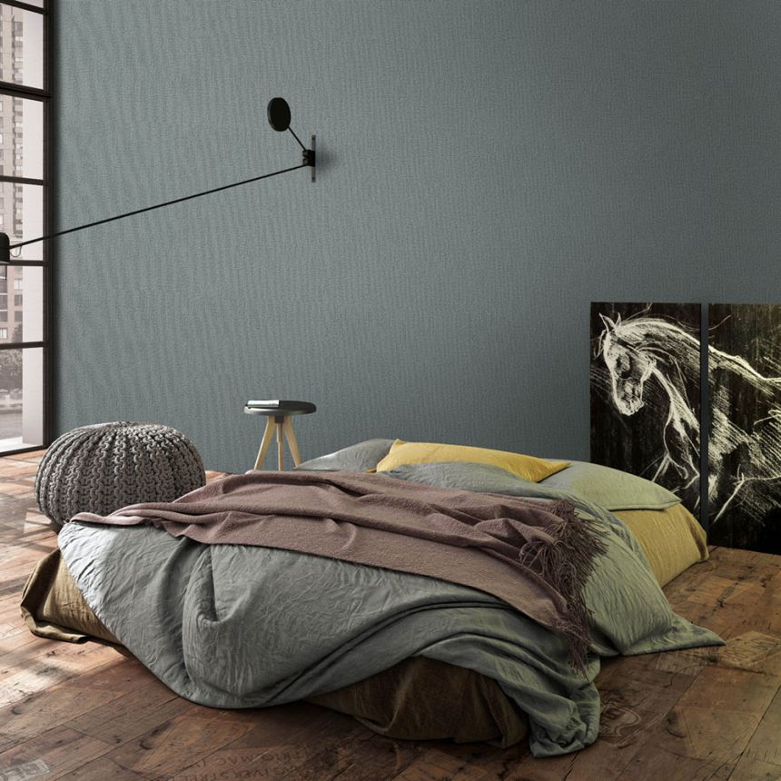 Vliesová tapeta na zeď, šedo-modrá, látková textura, 34181, Kumano, Loft Superior, Marburg