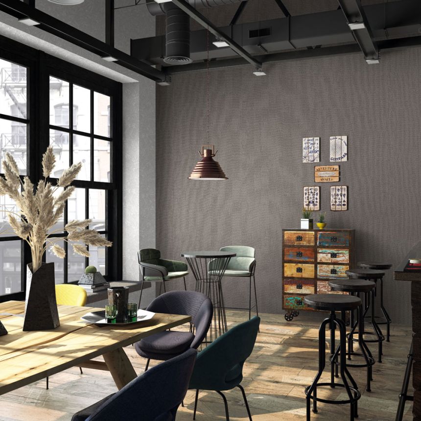 Vliesová tapeta na zeď, hnědá, látková textura, 34183, Kumano, Loft Superior, Marburg