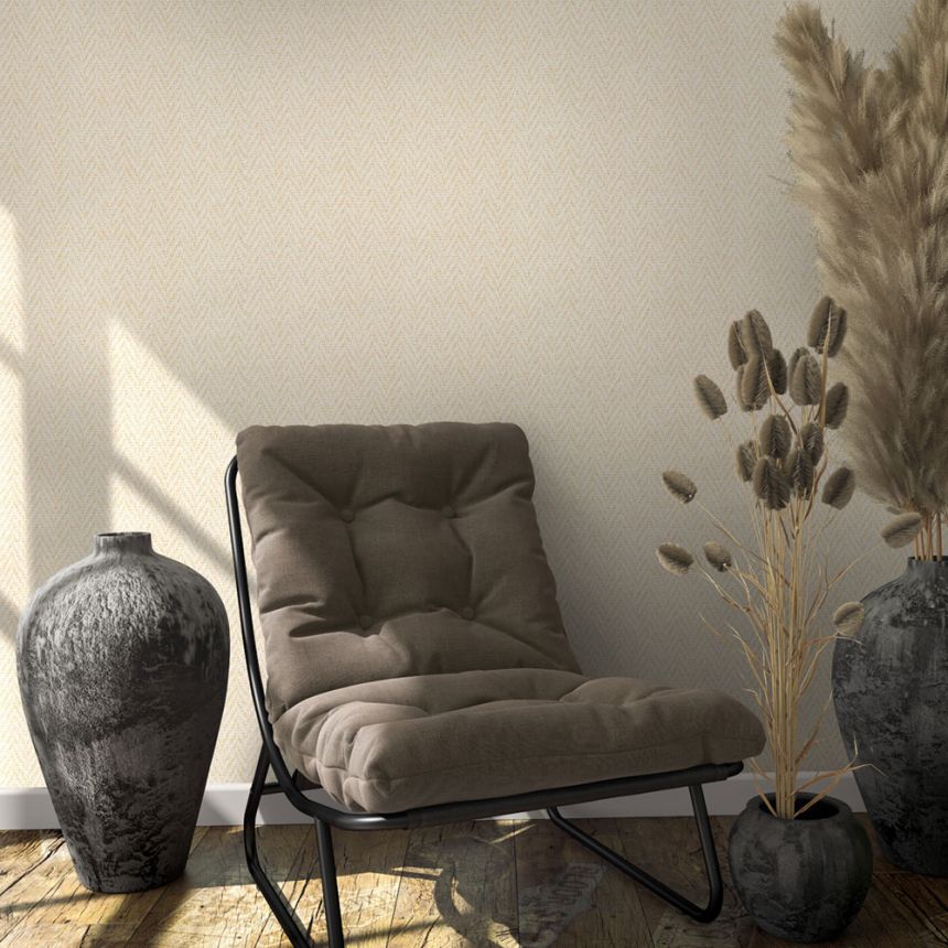 Vliesová tapeta na zeď, krémová, látková textura, 59302, Loft Superior, Marburg