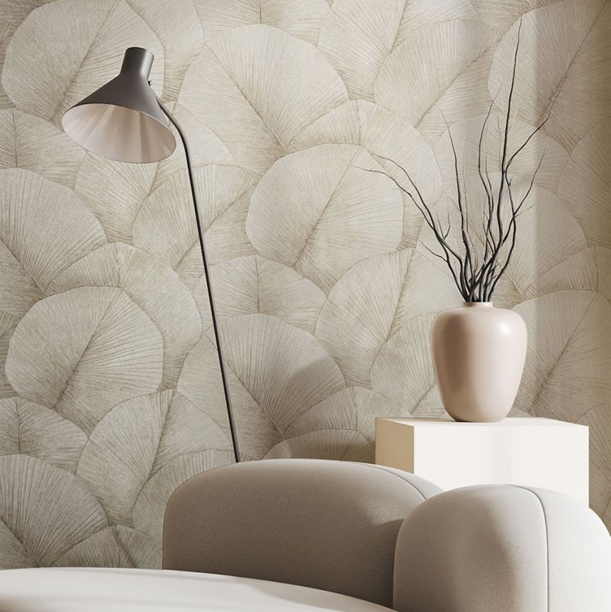 Vliesová tapeta na zeď, béžová, listy, 34510, Kumano, Marburg