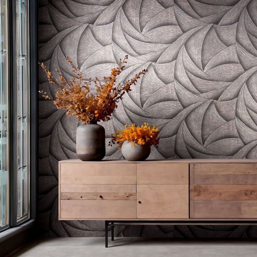 Vliesová tapeta na zeď, černo-bronzová, grafické linie, 35505, Ritus, Marburg