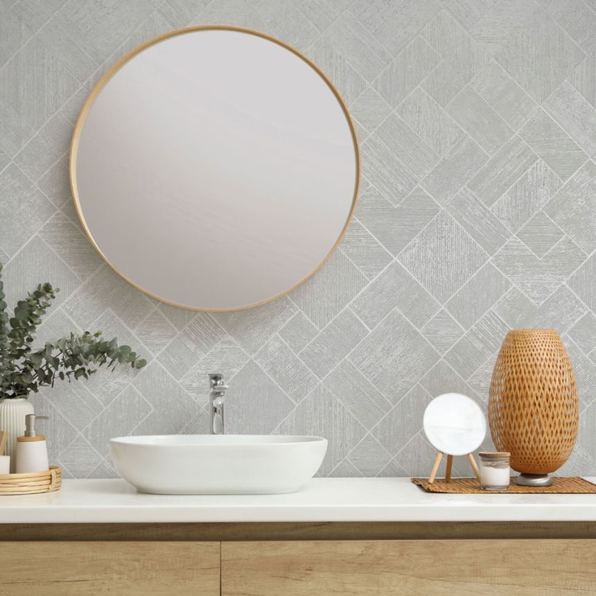 Vliesová tapeta na zeď, bílá, geometrický vzor, 35508, Ritus, Marburg