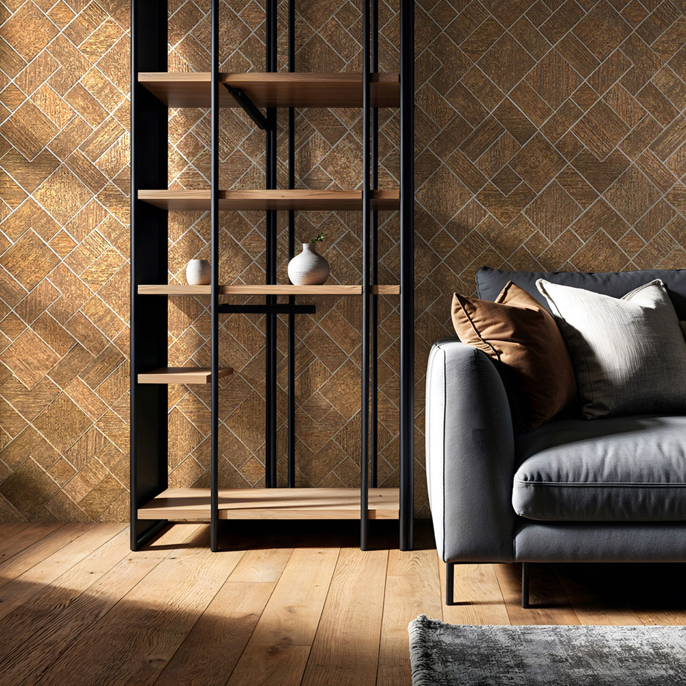 Vliesová tapeta na zeď, hnědo-zlatá, geometrický vzor, 35513, Ritus, Marburg
