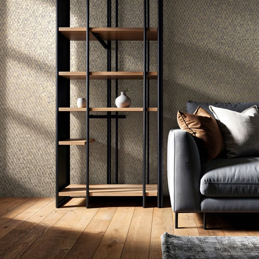 Geometrická vliesová tapeta na zeď, černo-zlatá, 35540, Ritus, Marburg