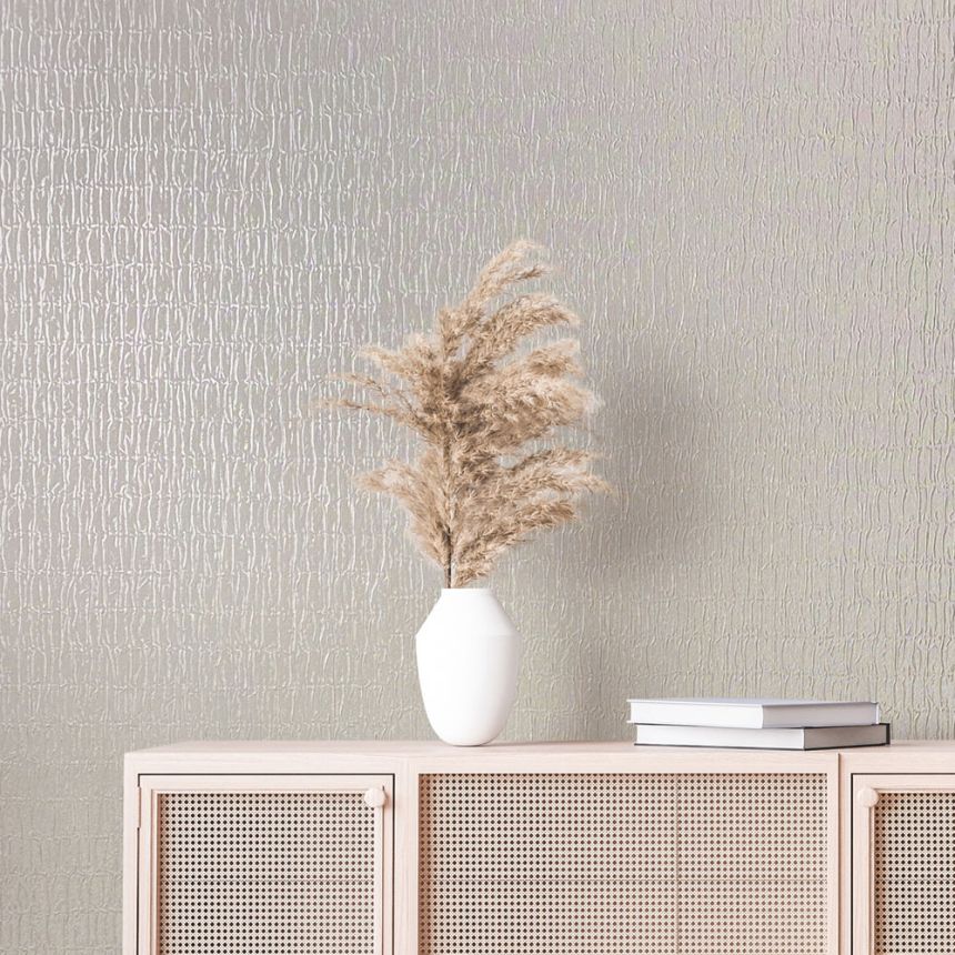 Vliesová tapeta na zeď, béžová, mačkaná látková textura, 34502, Kumano, Marburg
