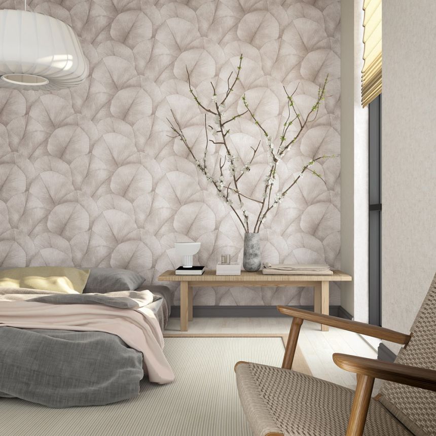 Vliesová tapeta na zeď, hnědo-béžová, listy, 34511, Kumano, Marburg