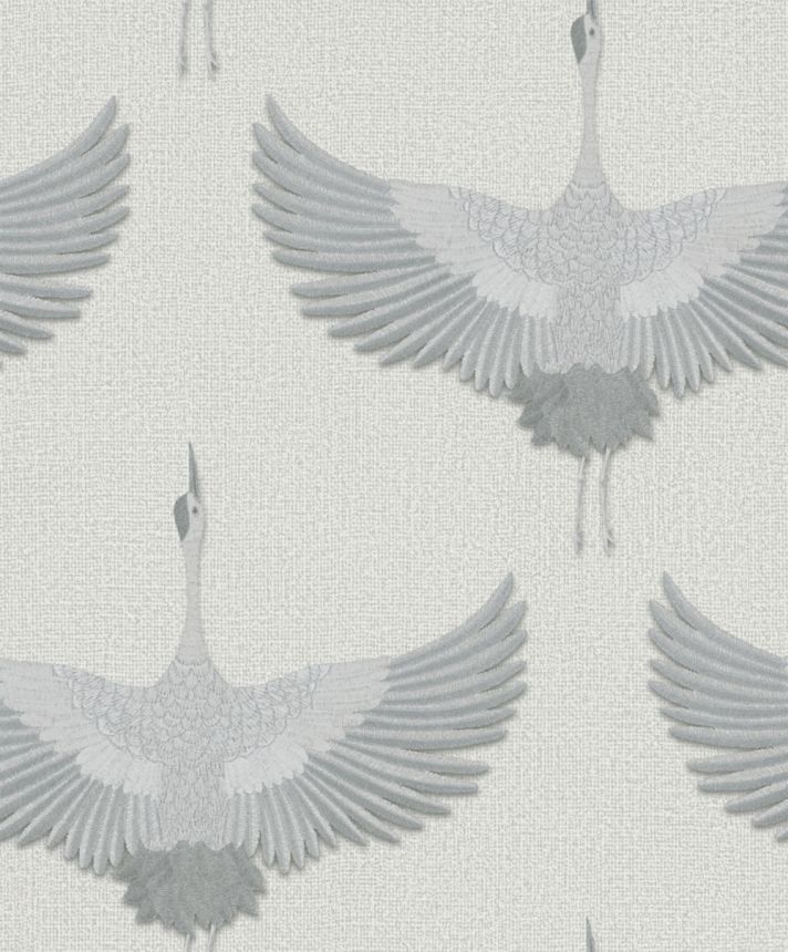 Vliesová tapeta na zeď, šedo-stříbrná, ptáci, 34530, Kumano, Marburg