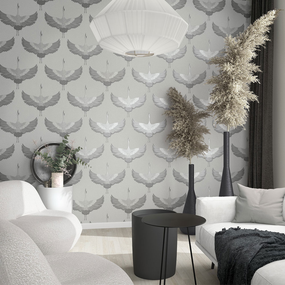Vliesová tapeta na zeď, šedo-stříbrná, ptáci, 34530, Kumano, Marburg