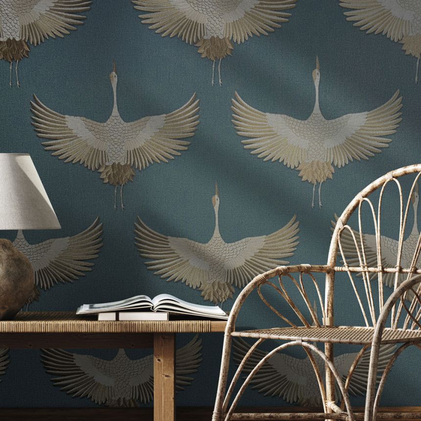 Vliesová tapeta na zeď, modrá, ptáci, 34531, Kumano, Marburg
