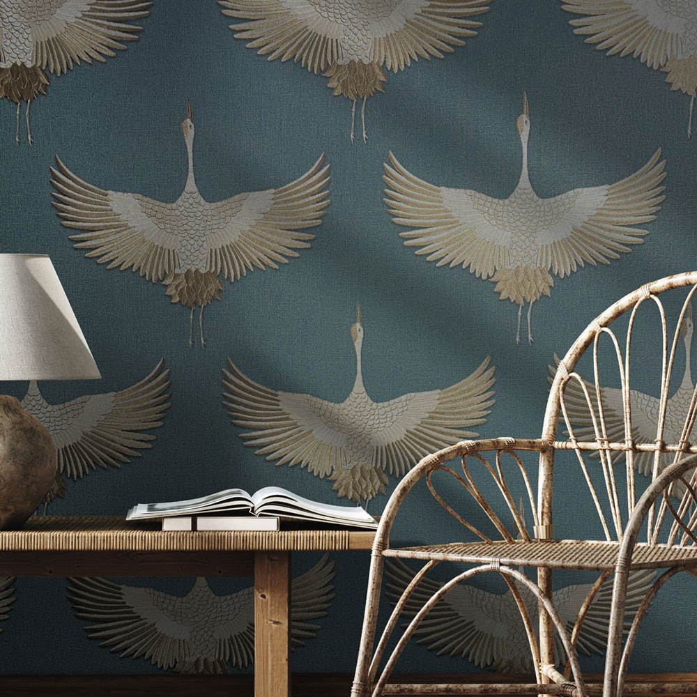 Vliesová tapeta na zeď, modrá, ptáci, 34531, Kumano, Marburg