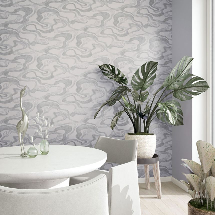 Vliesová tapeta na zeď, šedá, látková textura, vlnky, 34536, Kumano, Marburg