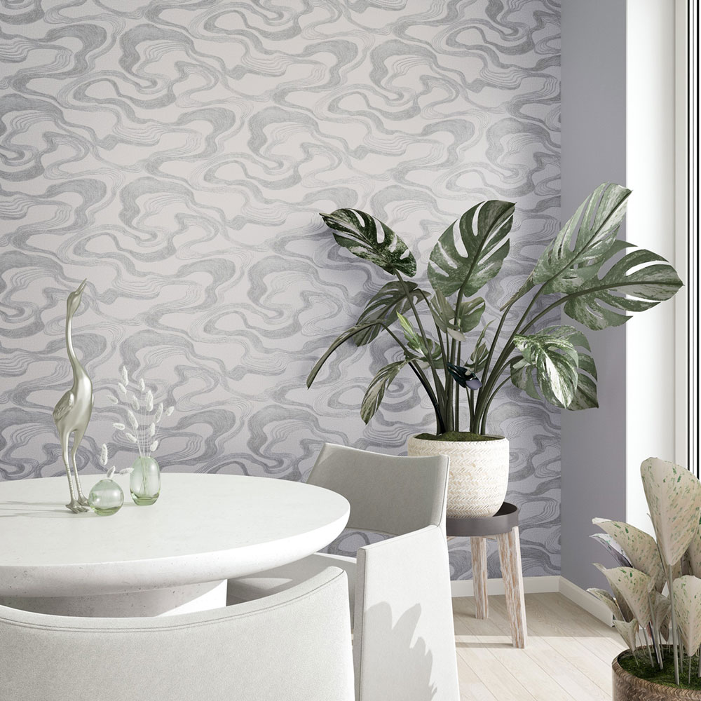 Vliesová tapeta na zeď, šedá, látková textura, vlnky, 34536, Kumano, Marburg