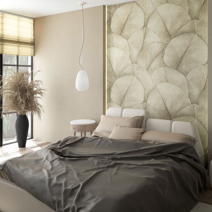 Vliesová fototapeta na zeď, béžová, listy, 34597, Kumano, Marburg