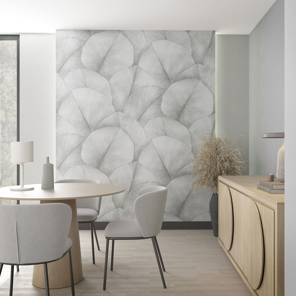 Vliesová fototapeta na zeď, šedá, listy, 34598, Kumano, Marburg