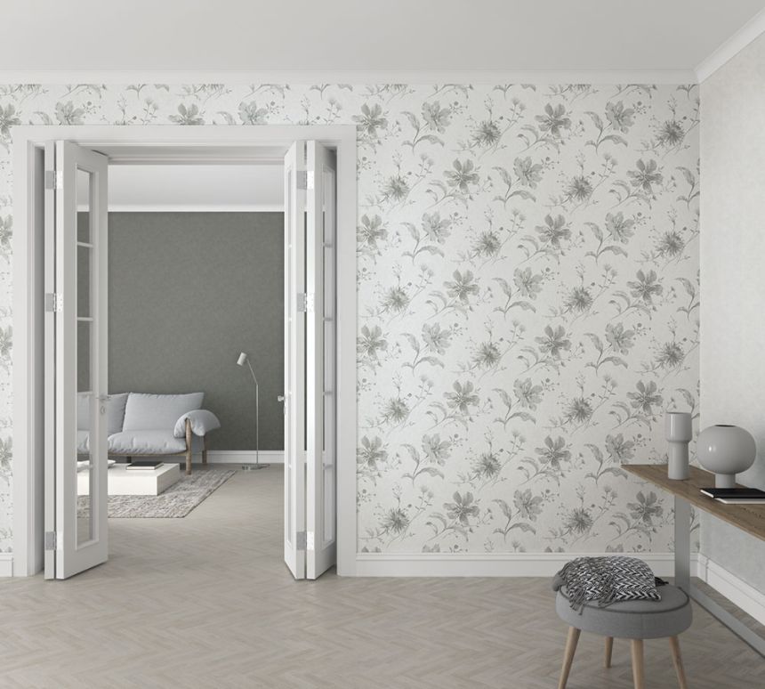 Vliesová tapeta na zeď, šedo-černá, květiny, 32456, Shades, Marburg