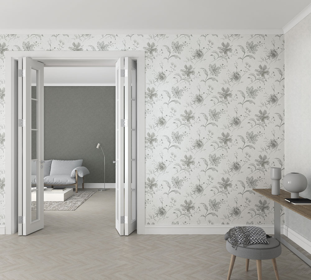 Vliesová tapeta na zeď, šedo-černá, květiny, 32456, Shades, Marburg