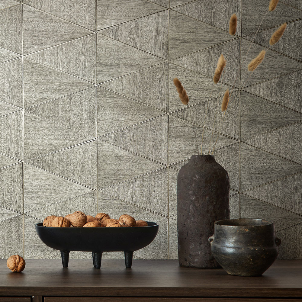 Geometrická vliesová tapeta na zeď, šedá, šedo-béžová, dřevo, 33355, Travertino, Marburg