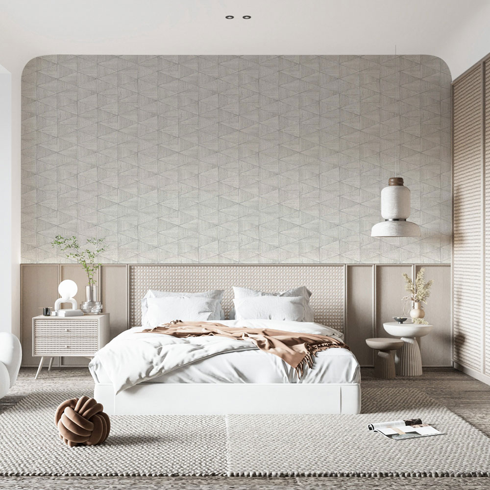 Geometrická vliesová tapeta na zeď, šedo-béžová, dřevo, 33357, Travertino, Marburg