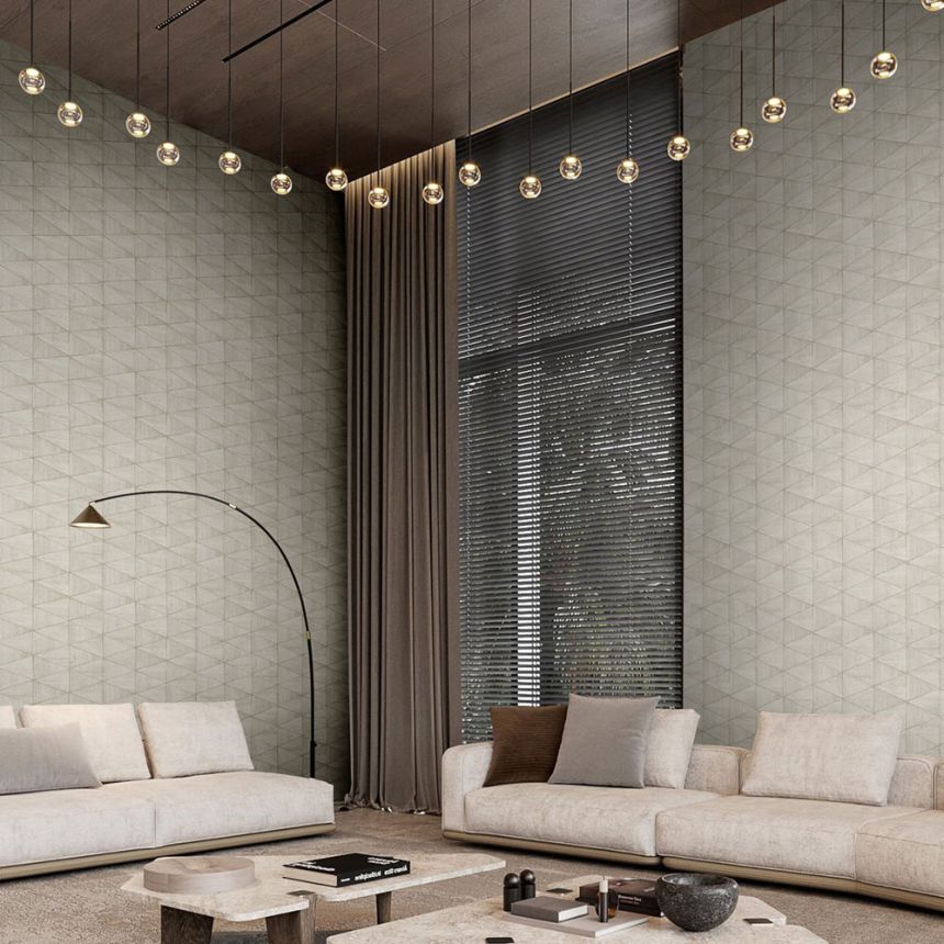 Geometrická vliesová tapeta na zeď, béžová, dřevo, 33358, Travertino, Marburg