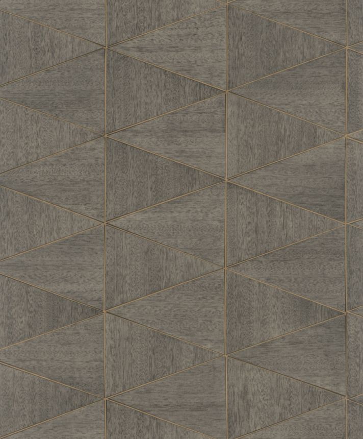 Geometrická vliesová tapeta na zeď, hnědá, dřevo, 33360, Travertino, Marburg