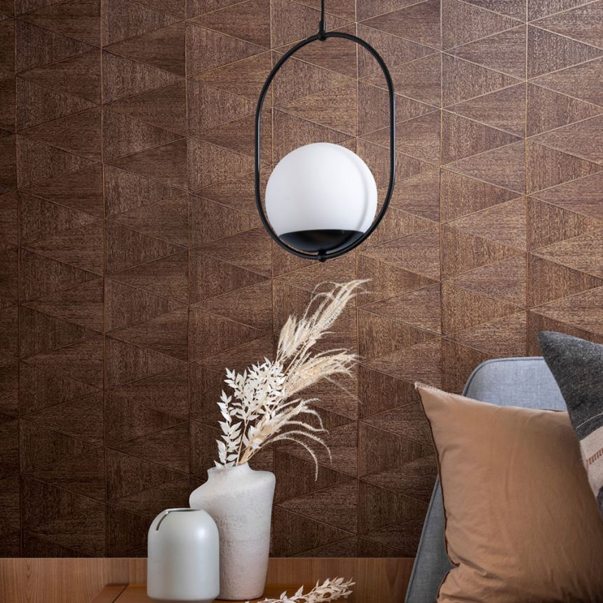 Geometrická vliesová tapeta na zeď, hnědá, dřevo, 33361, Travertino, Marburg