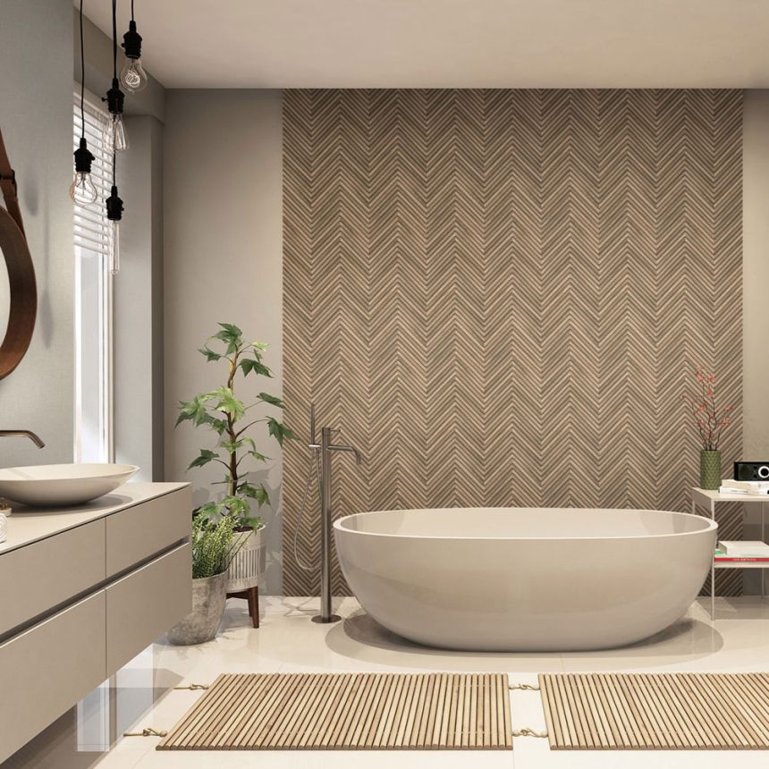 Vliesová tapeta na zeď, hnědá, imitace dřeva, dřevěného obkladu, 33377, Travertino, Marburg