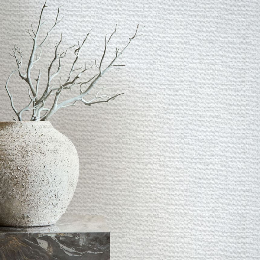 Vliesová tapeta na zeď, bílo-šedá, imitace rohože, 33381, Travertino, Marburg