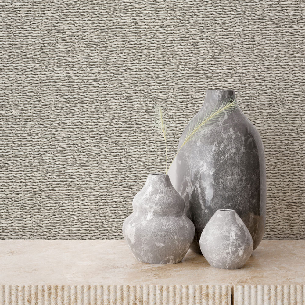 Vliesová tapeta na zeď, šedo-béžová, imitace rohože, 33383, Travertino, Marburg