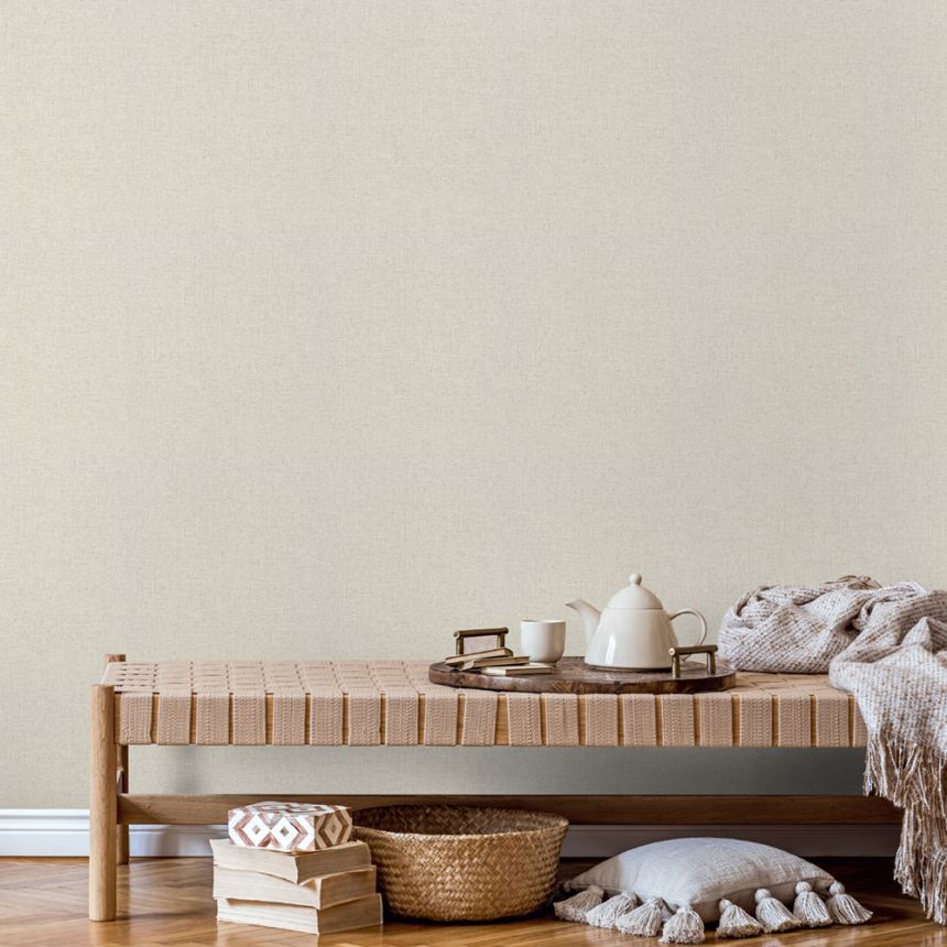 Vliesová tapeta na zeď, šedo-béžová, imitace látky, 33391, Travertino, Marburg