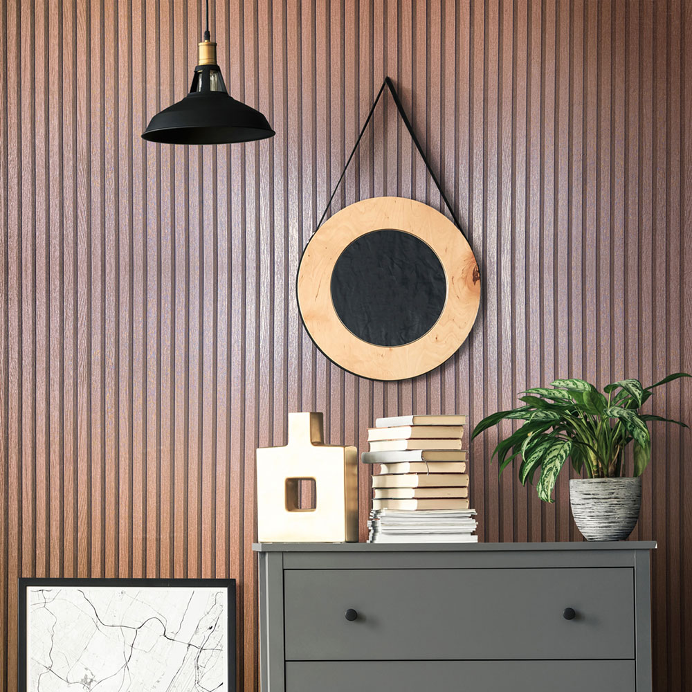 Vliesová tapeta na zeď, měděná, imitace dřeva, lamely, palubky, 33397, Travertino, Marburg