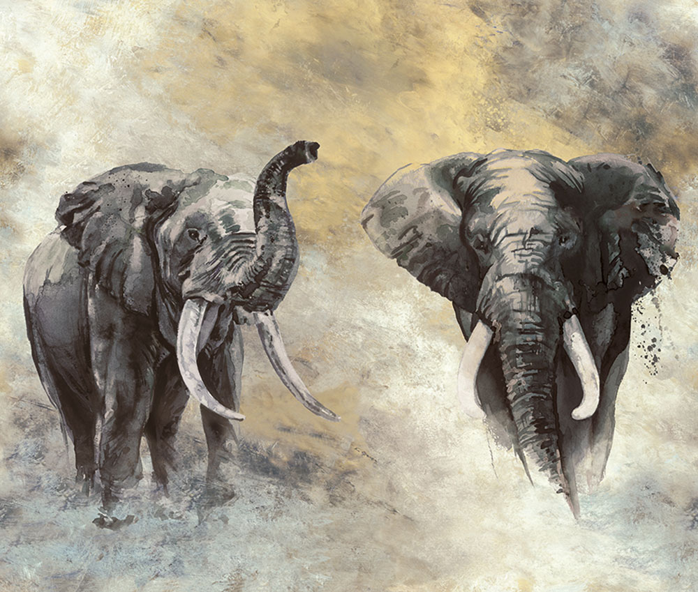 Vliesová fototapeta na zeď, sloni, 33100, Travertino, Marburg