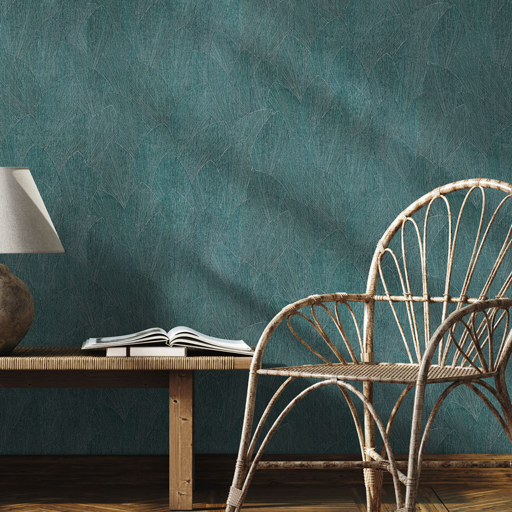 Vliesová tapeta na zeď, tyrkysová, listy, 35376, Timber, Marburg