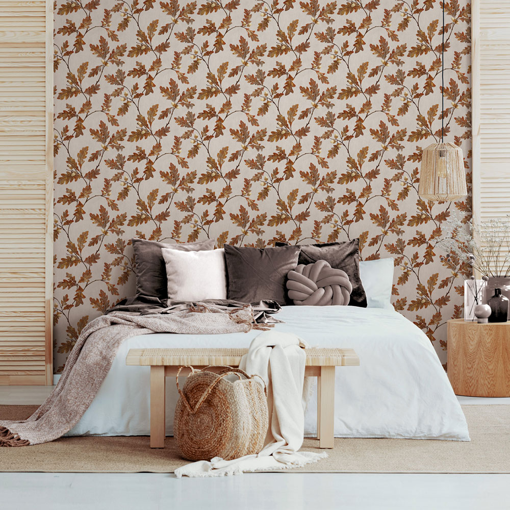 Vliesová tapeta na zeď, hnědá, větvičky, listy, 35398, Timber, Marburg
