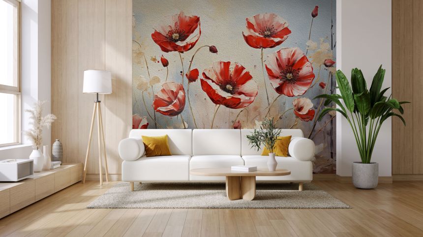 Vliesová fototapeta na zeď, Vlčí máky, 10061, 400x400cm, Vavex