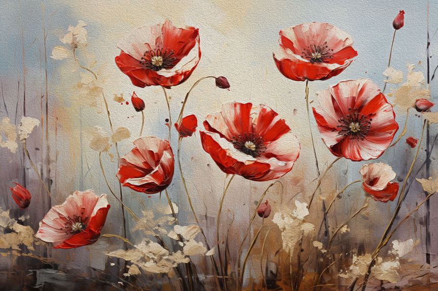 Vliesová fototapeta na zeď, Vlčí máky, 10061, 400x400cm, Vavex