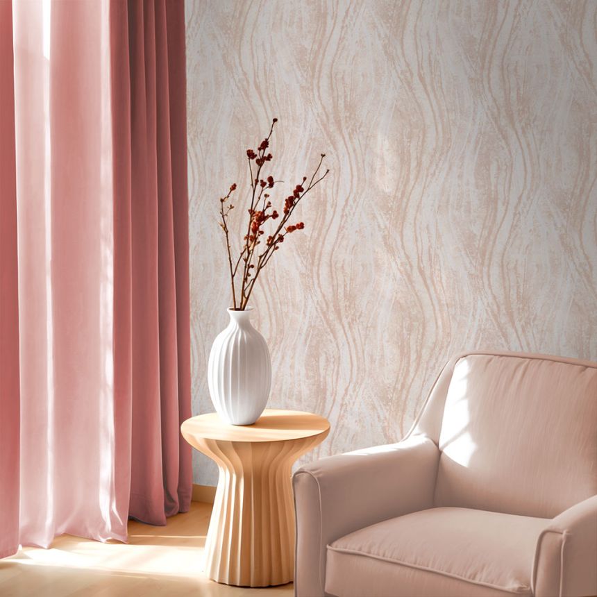 Vliesová tapeta na zeď, béžovo-růžová, textura, vlny, 82493, Naomi, Novamur