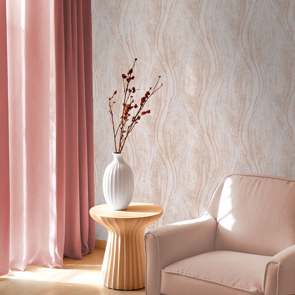 Vliesová tapeta na zeď, béžovo-růžová, textura, vlny, 82493, Naomi, Novamur
