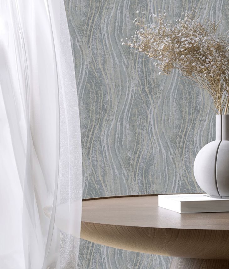 Vliesová tapeta na zeď, šedo-béžová, textura, vlny, 82494, Naomi, Novamur