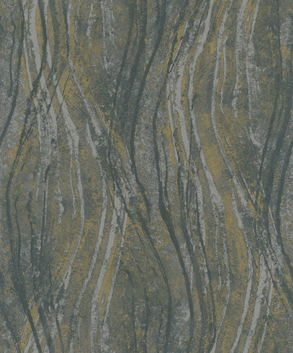 Vliesová tapeta na zeď, černo-okrová, textura, vlny, 82496, Naomi, Novamur