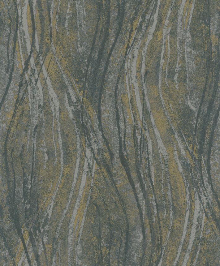 Vliesová tapeta na zeď, černo-okrová, textura, vlny, 82496, Naomi, Novamur