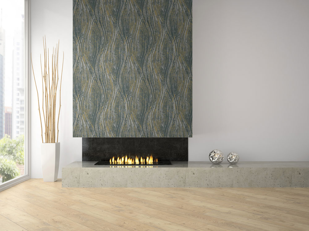 Vliesová tapeta na zeď, černo-okrová, textura, vlny, 82496, Naomi, Novamur